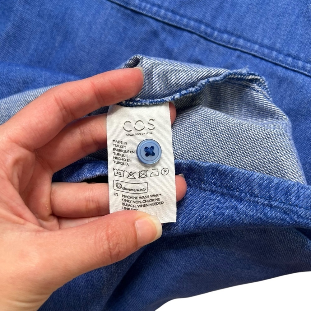 COS Oversized Boxy Denim Blue Cotton Mini Dress with Pockets Size XS - Picture 9 of 12